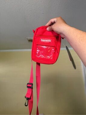 Supreme Red Crossbody Pouch with Clear ID Pocket